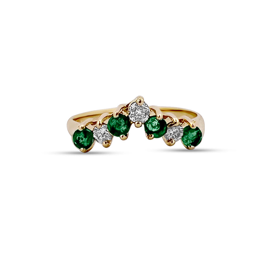 Emerald and outlet diamond ring 10k gold