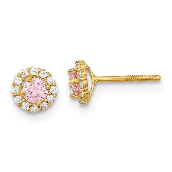 http://www.elitefinejewelers.com/cdn/shop/products/kids-14k-yellow-gold-pink-and-clear-cz-halo-screwback-earrings-222478.jpg?v=1678608506