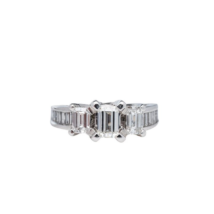 1.48ctw 3-stone Emerald Cut Diamond Engagement Ring in 14k White Gold