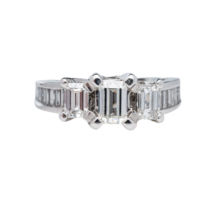 1.48ctw 3-stone Emerald Cut Diamond Engagement Ring in 14k White Gold