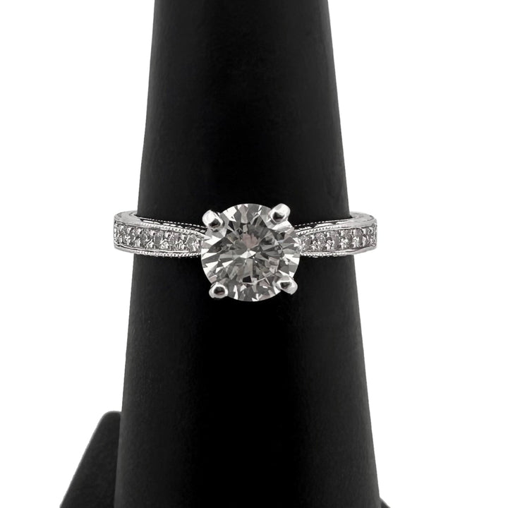 EGL Graded 0.81ctw Round Brilliant Natural Diamond Engagement Ring in 18k White Gold & Platinum