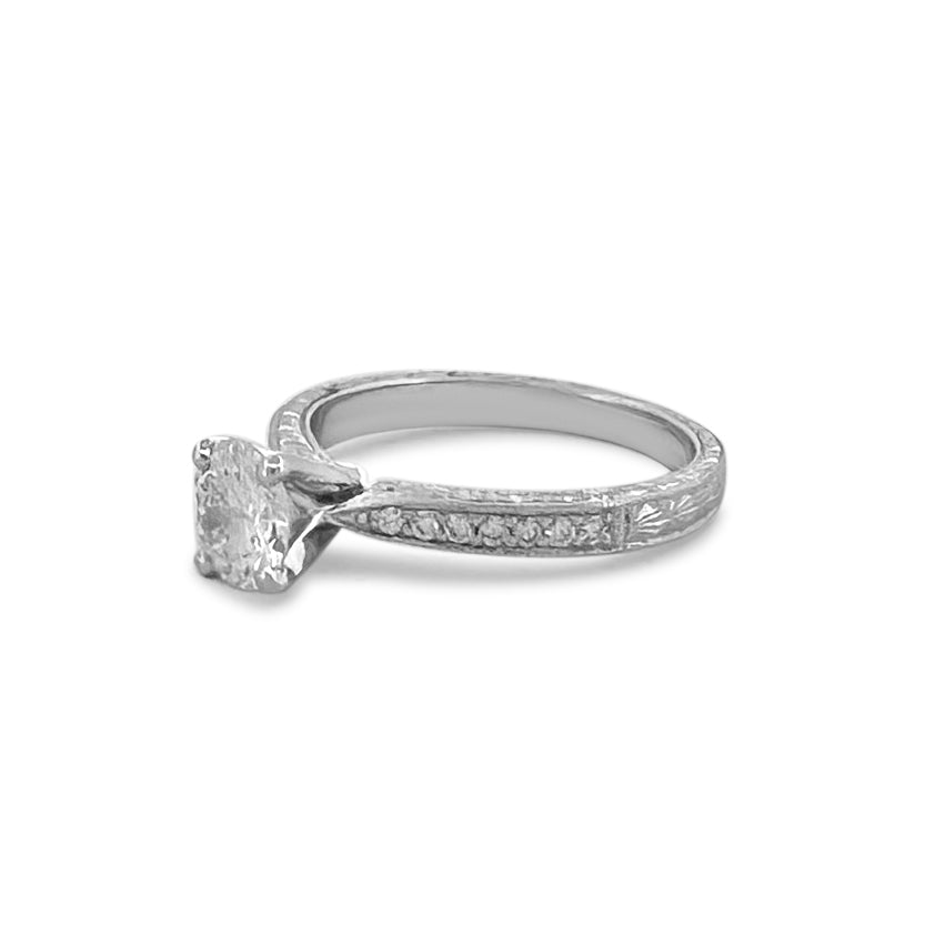 EGL Graded 0.81ctw Round Brilliant Natural Diamond Engagement Ring in 18k White Gold & Platinum