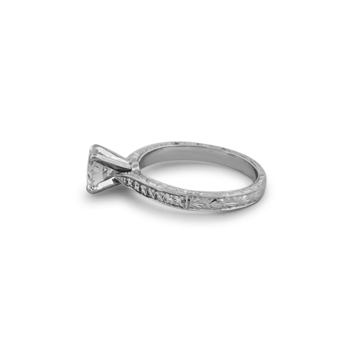 EGL Graded 0.81ctw Round Brilliant Natural Diamond Engagement Ring in 18k White Gold & Platinum