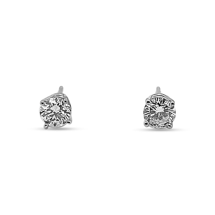 1.20ctw Round Brilliant Natural Diamond Stud Earrings in 14k White Gold