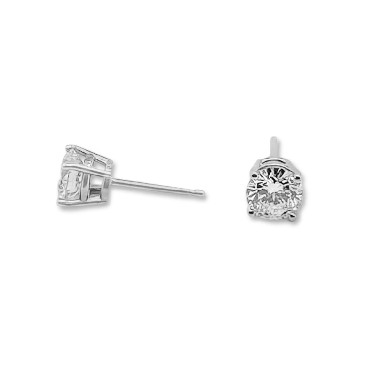 1.20ctw Round Brilliant Natural Diamond Stud Earrings in 14k White Gold