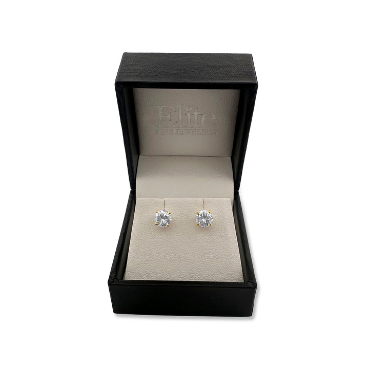 1.27ctw Round Brilliant Natural Diamond Stud Earrings in 14k Yellow Gold