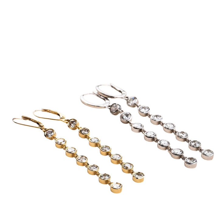 Glamourous Bezel-Set Diamond Dangle Earrings