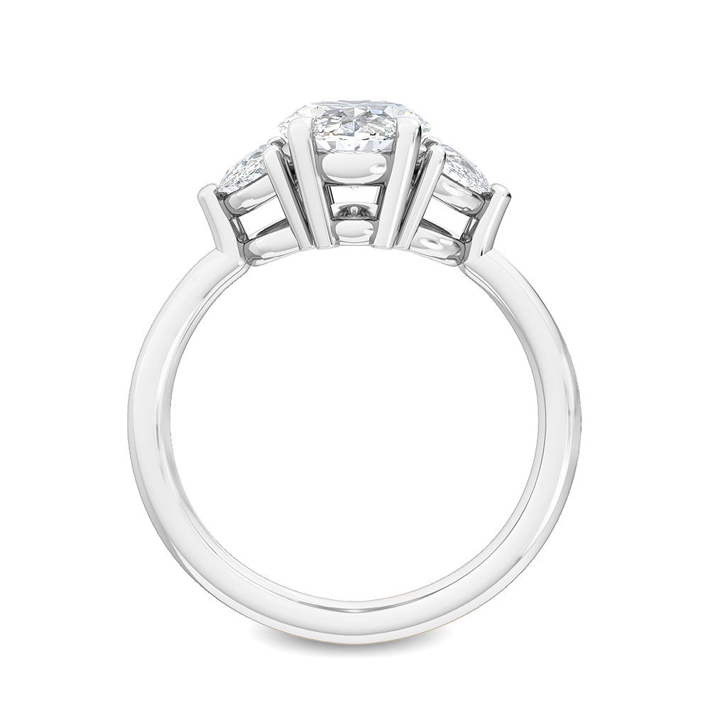 3.50ctw Oval with Half Moon Lab-Grown Diamond 3-Stone Engagement Ring in 14k White Gold