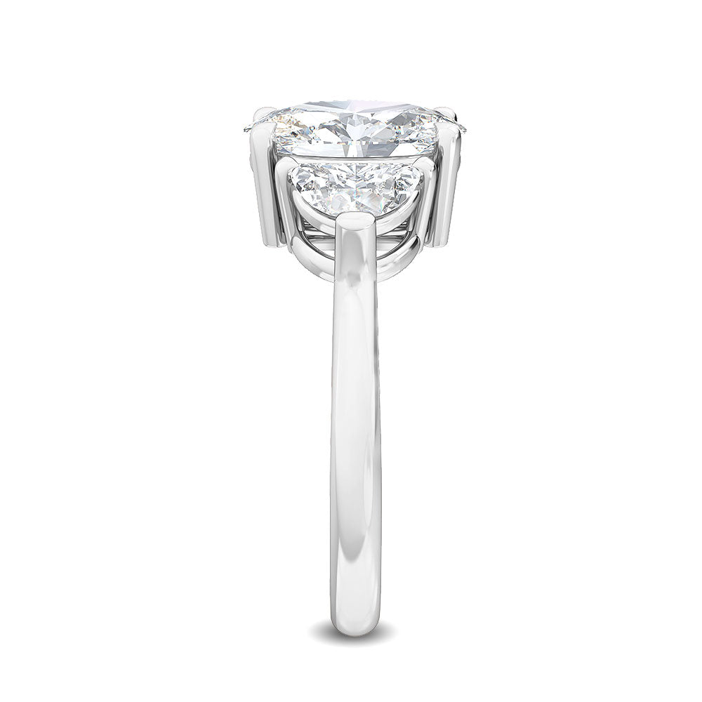 3.50ctw Oval with Half Moon Lab-Grown Diamond 3-Stone Engagement Ring in 14k White Gold