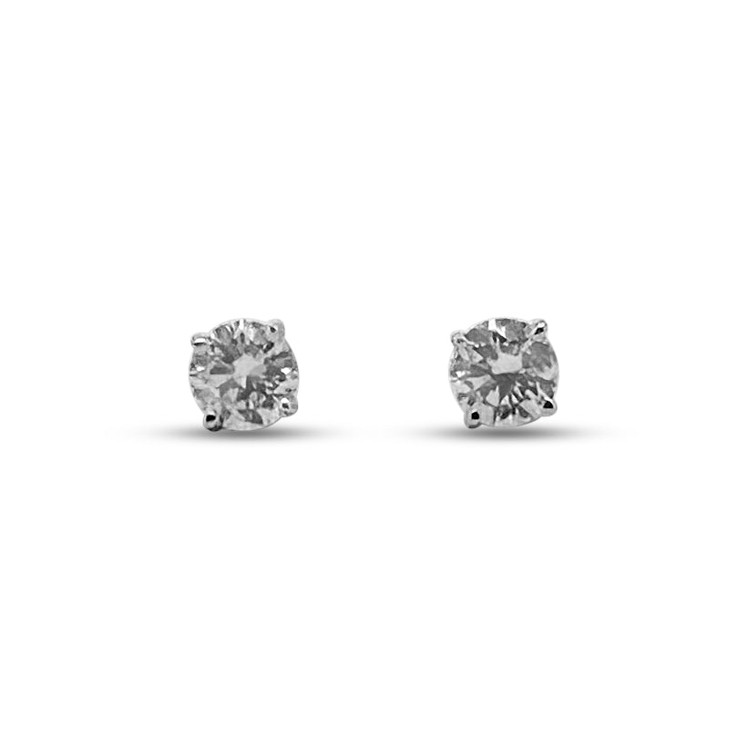 GIA Graded 1.23ctw Round Brilliant Natural Diamond Stud Earrings in 14k White Gold