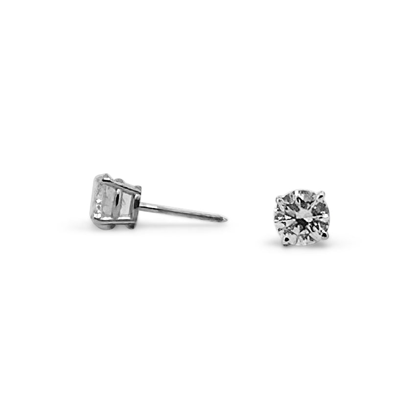 GIA Graded 1.23ctw Round Brilliant Natural Diamond Stud Earrings in 14k White Gold