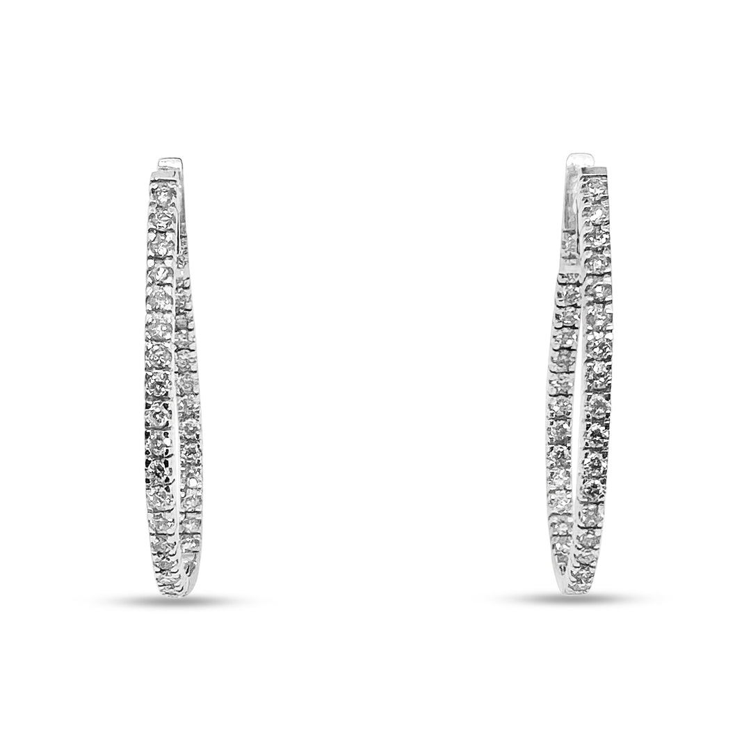 2.50ctw Diamond Inside-Out Hoop Earrings in 14 Karat White Gold