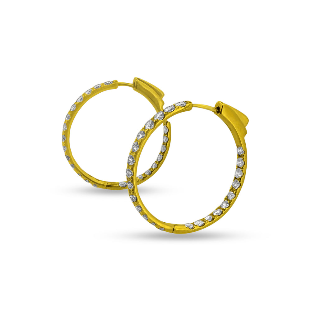 4.21ctw Natural Diamond Inside-Out Hoop Earrings in 14k Yellow Gold