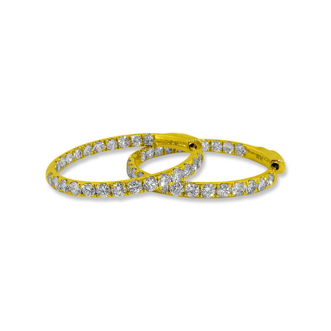 4.21ctw Natural Diamond Inside-Out Hoop Earrings in 14k Yellow Gold