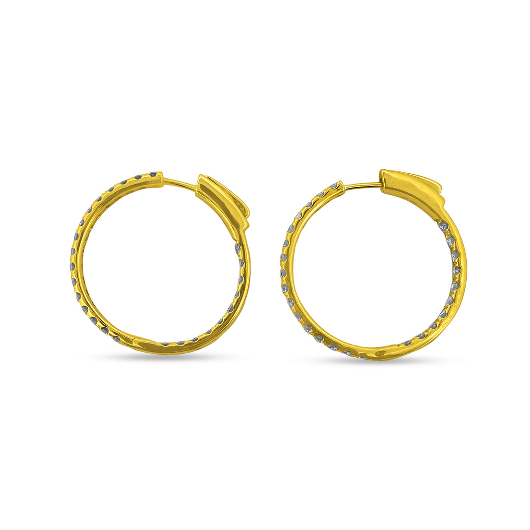 2.34ctw Natural Diamond Inside-Out Hoop Earrings in 14k Yellow Gold