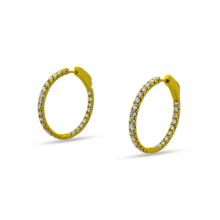 2.34ctw Natural Diamond Inside-Out Hoop Earrings in 14k Yellow Gold