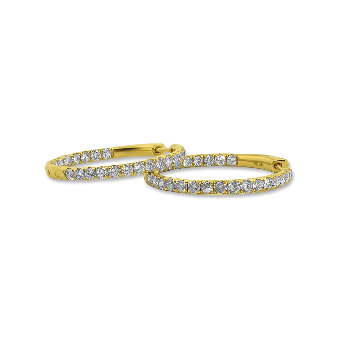 2.34ctw Natural Diamond Inside-Out Hoop Earrings in 14k Yellow Gold