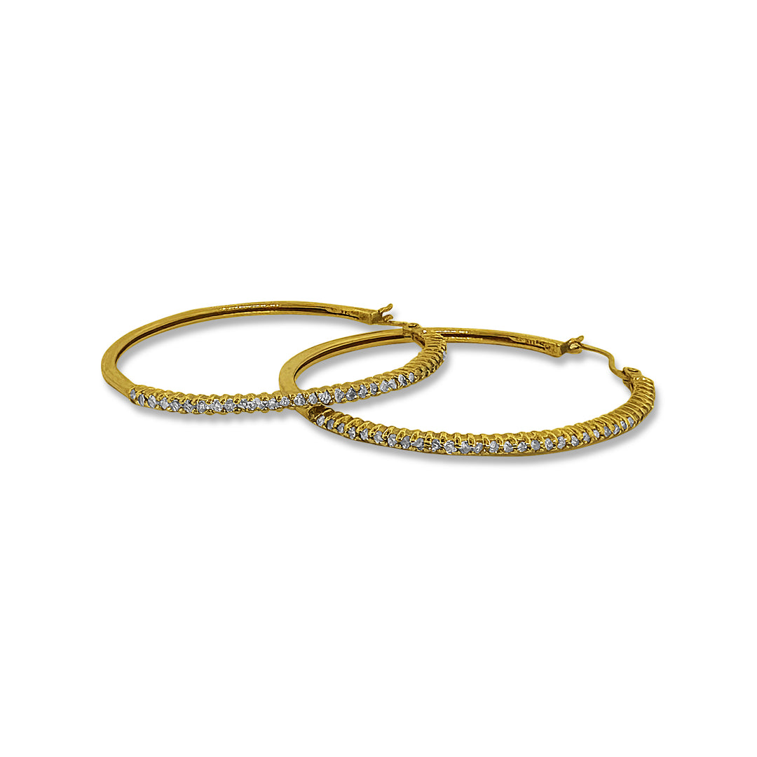 0.90ctw Natural Diamond Hoop Earrings in 14k Yellow & White Gold