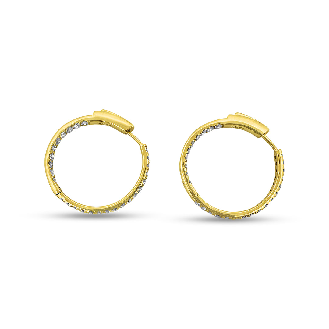 2ctw Natural Diamond Inside-Out Hoop Earrings in 14k Yellow Gold