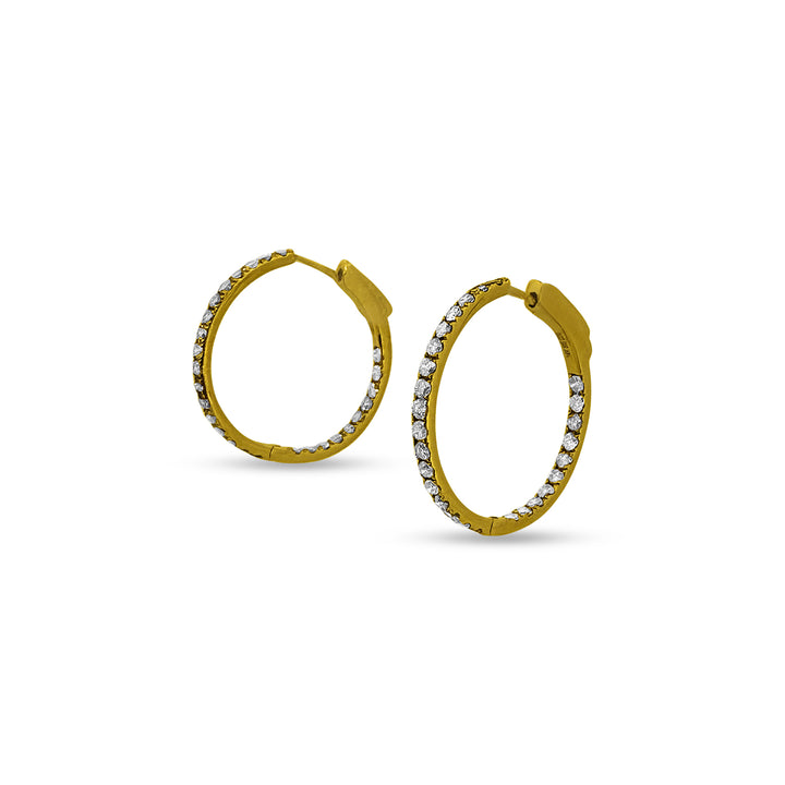 2ctw Natural Diamond Inside-Out Hoop Earrings in 14k Yellow Gold