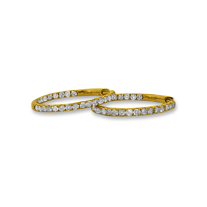 2ctw Natural Diamond Inside-Out Hoop Earrings in 14k Yellow Gold