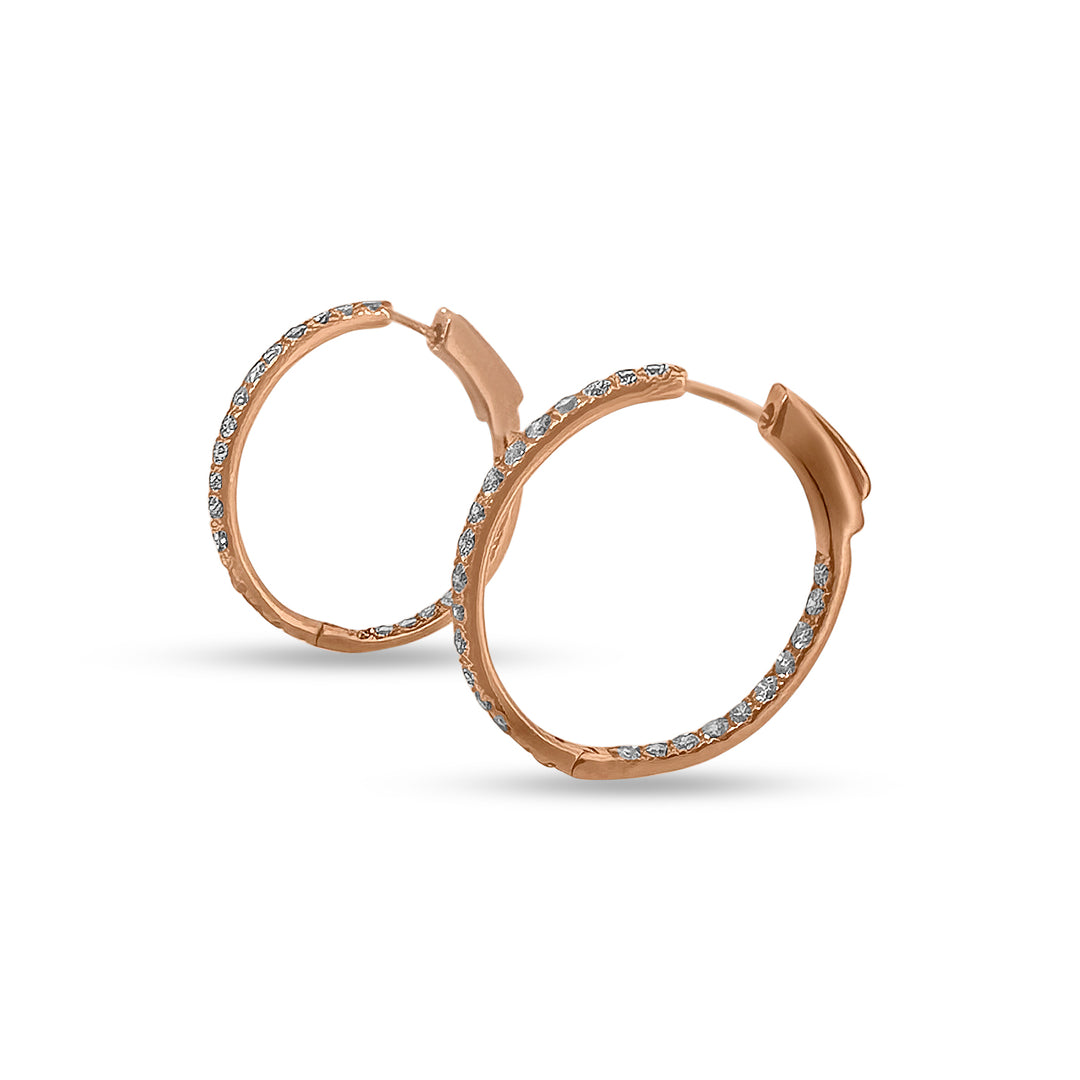 2ctw Natural Diamond Inside-Out Hoop Earrings in 14k Rose Gold