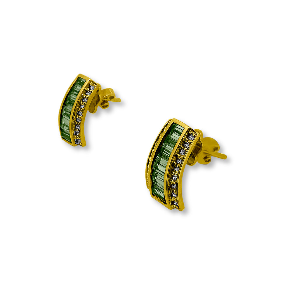 Tsavorite Garnet and Diamond 18k Yellow Gold Earrings