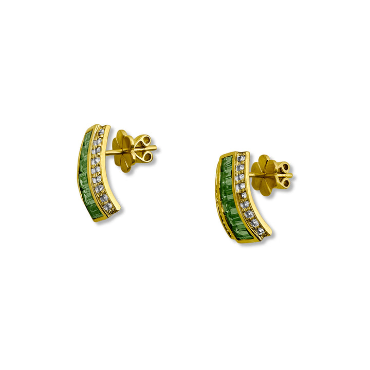 Tsavorite Garnet and Diamond 18k Yellow Gold Earrings