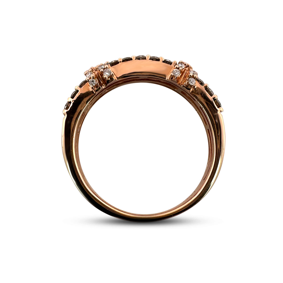 Chocolate & Vanilla Diamond 14k Rose Gold X Ring by Le Vian