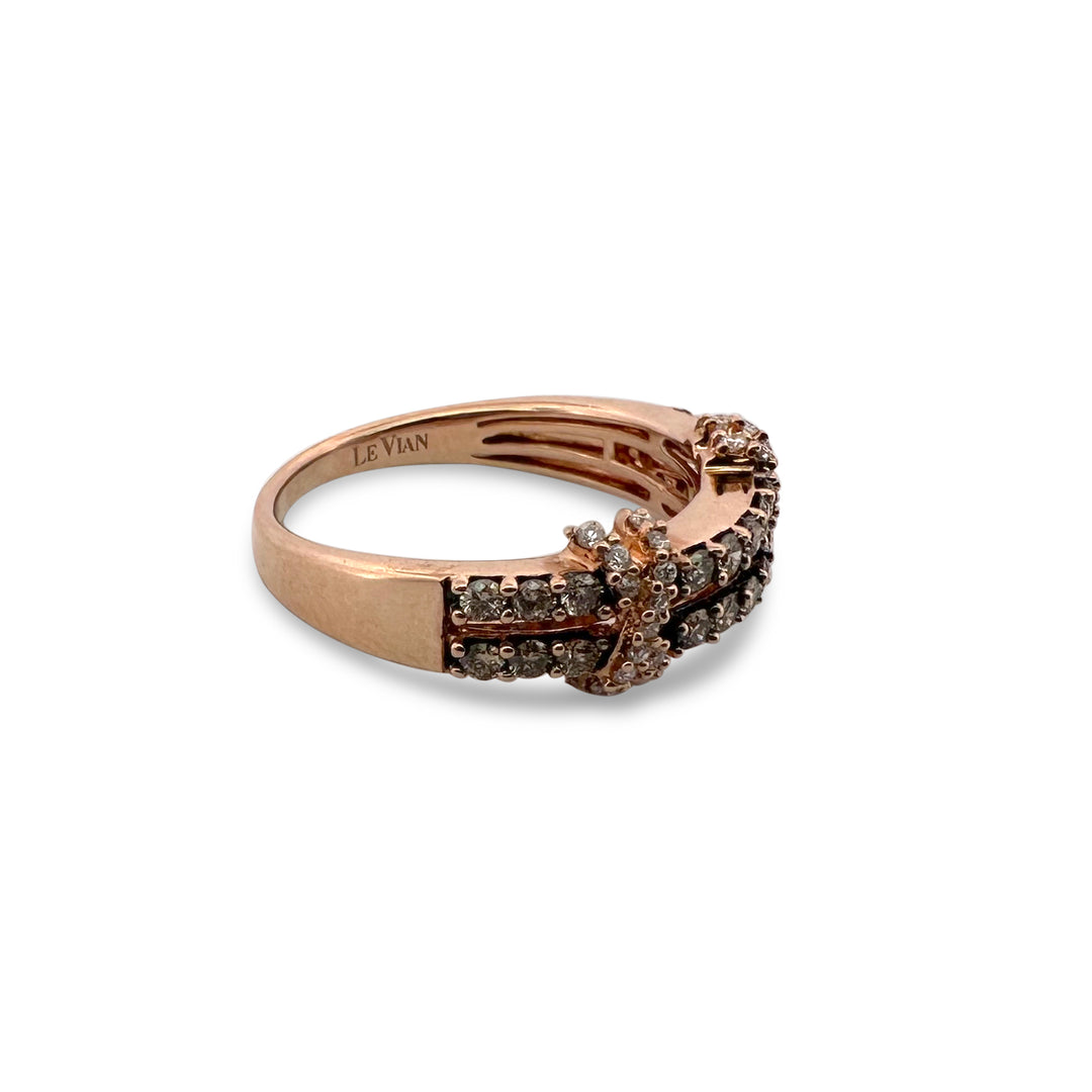 Chocolate & Vanilla Diamond 14k Rose Gold X Ring by Le Vian