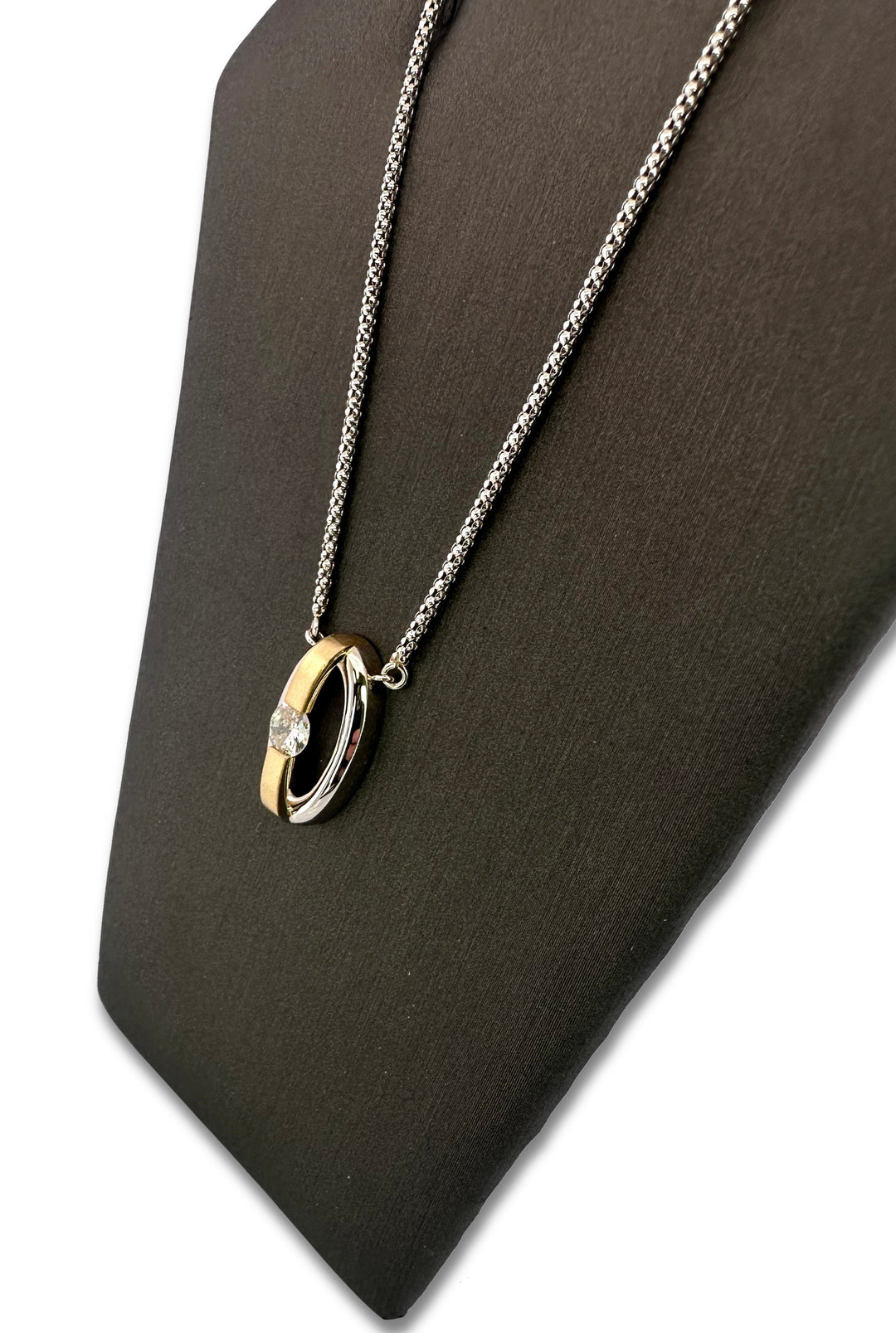 0.50ct Round Brilliant Natural Diamond Tension-Set Pedant Necklace in 14k Two-tone Gold