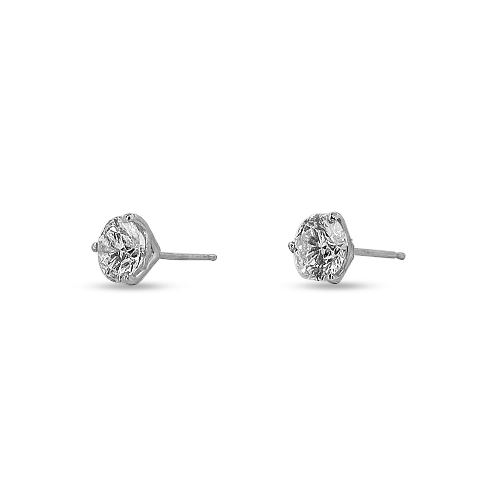 GIA Graded 2.60ctw Round Brilliant Natural Diamond Stud Earrings in 14k White Gold