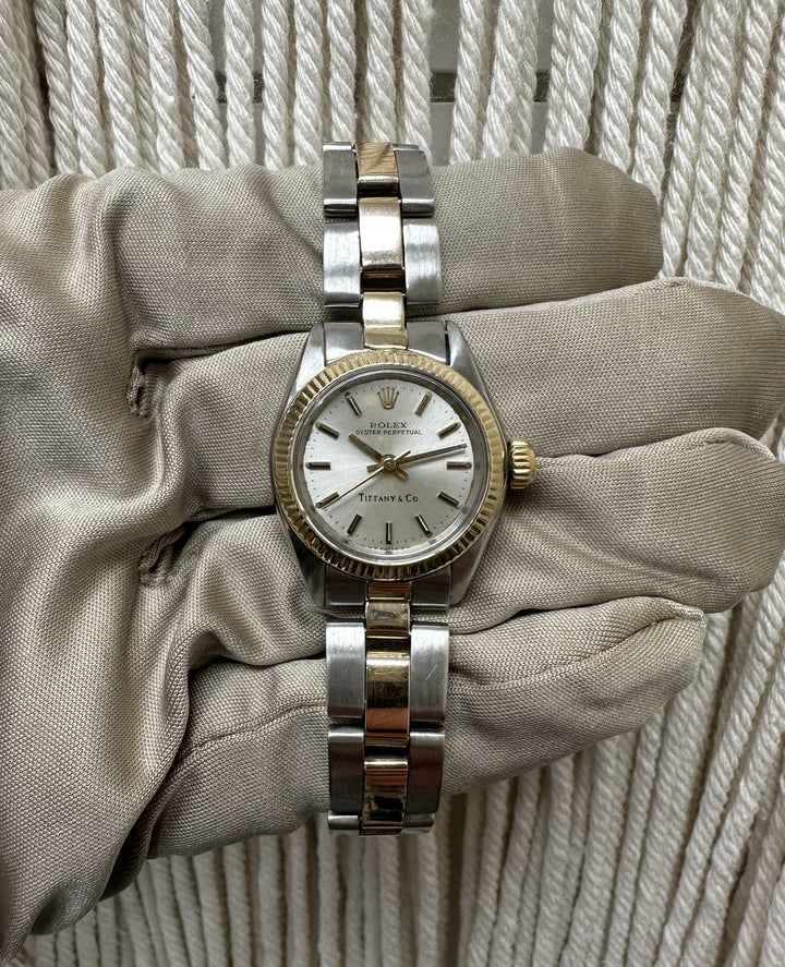 Rolex with Tiffany Dial Oyster Perpetual Stainless Steel 1981 Watch