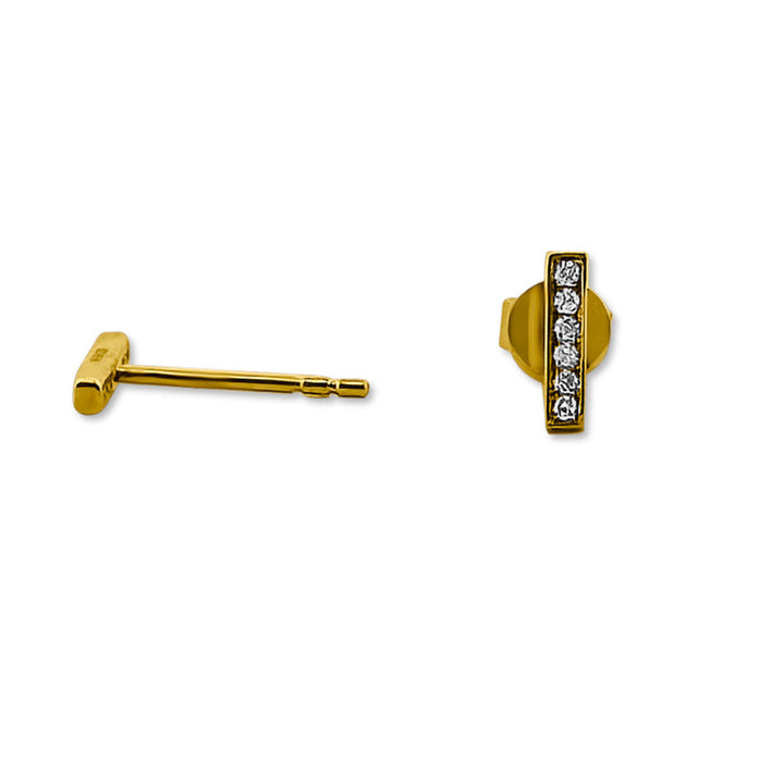 Petite Diamond Bar 14k Gold Earrings in Yellow