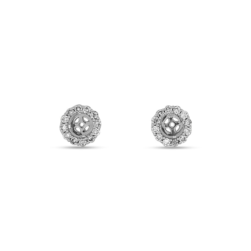 0.89ctw Round Brilliant Natural Diamond Earring Jacket Halos in 14k White Gold