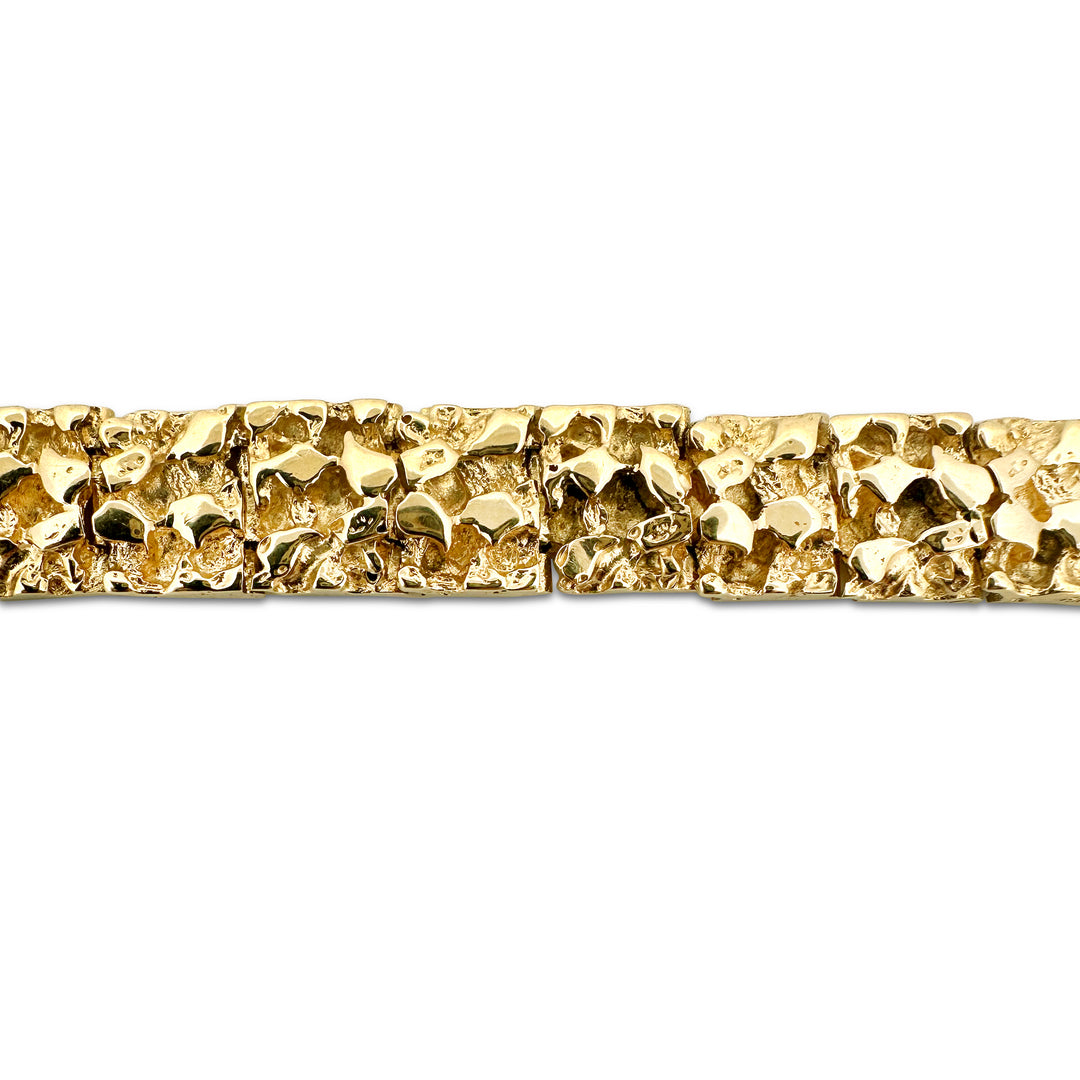 Nugget Texture Bracelet in Solid 14k Yellow Gold