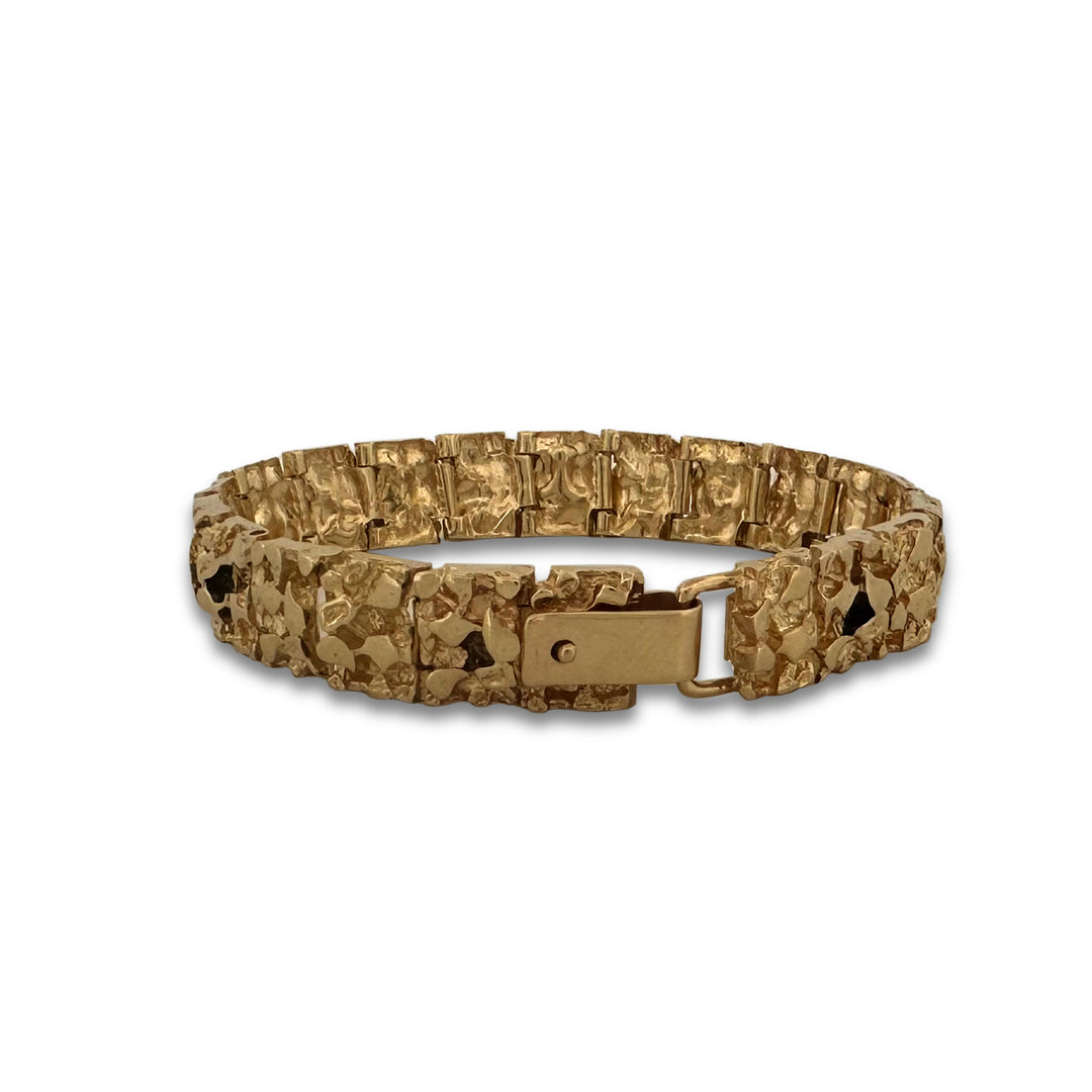 Nugget Texture Bracelet in Solid 14k Yellow Gold