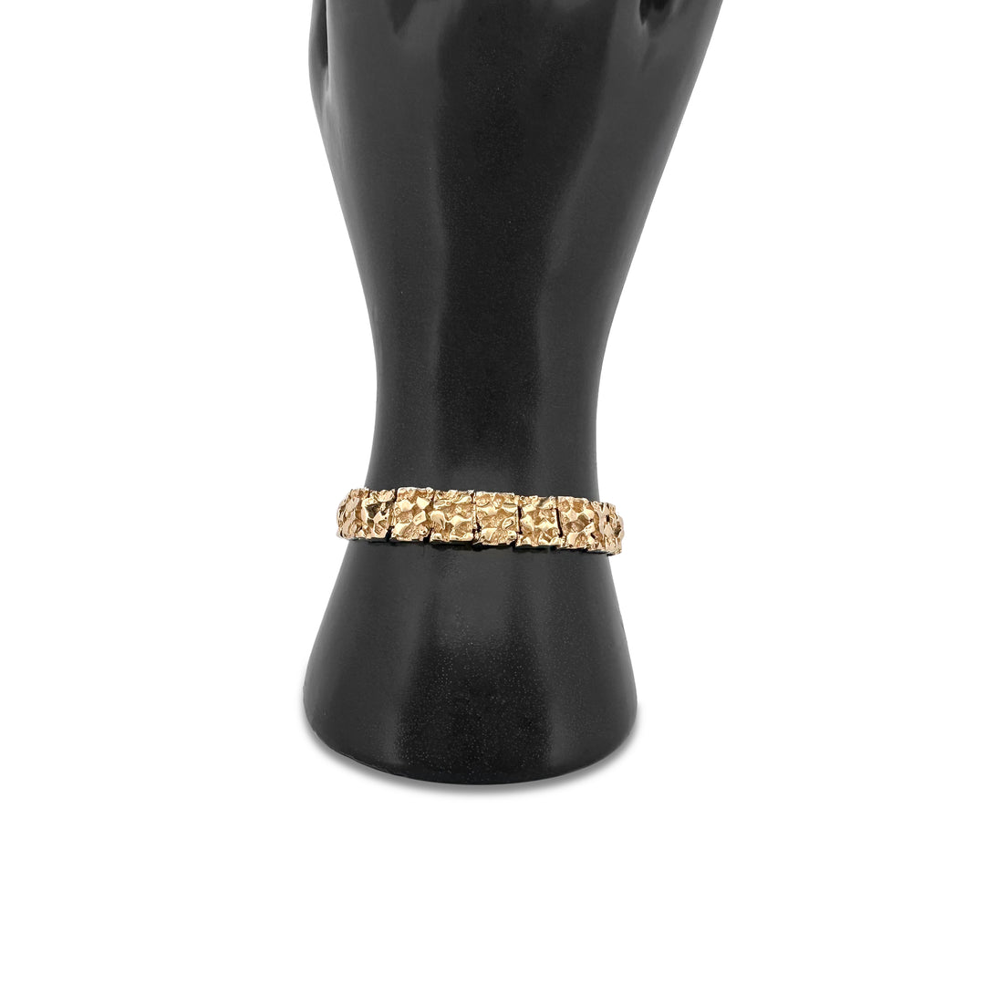 Nugget Texture Bracelet in Solid 14k Yellow Gold