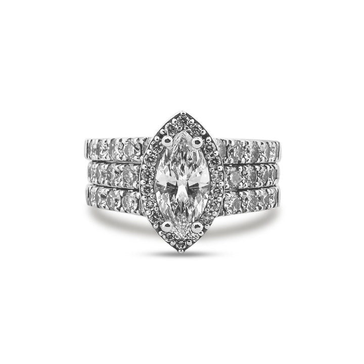 GIA Graded 2.39ctw Marquise and Round Brilliant Diamond Halo Natural Diamond Engagement Ring in 14k White Gold