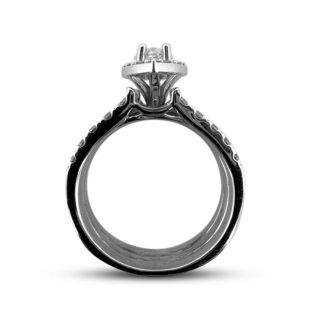 GIA Graded 2.39ctw Marquise and Round Brilliant Diamond Halo Natural Diamond Engagement Ring in 14k White Gold