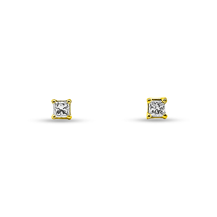 0.30ctw Princess Cut Natural Diamond Stud Earrings in 14k Yellow Gold