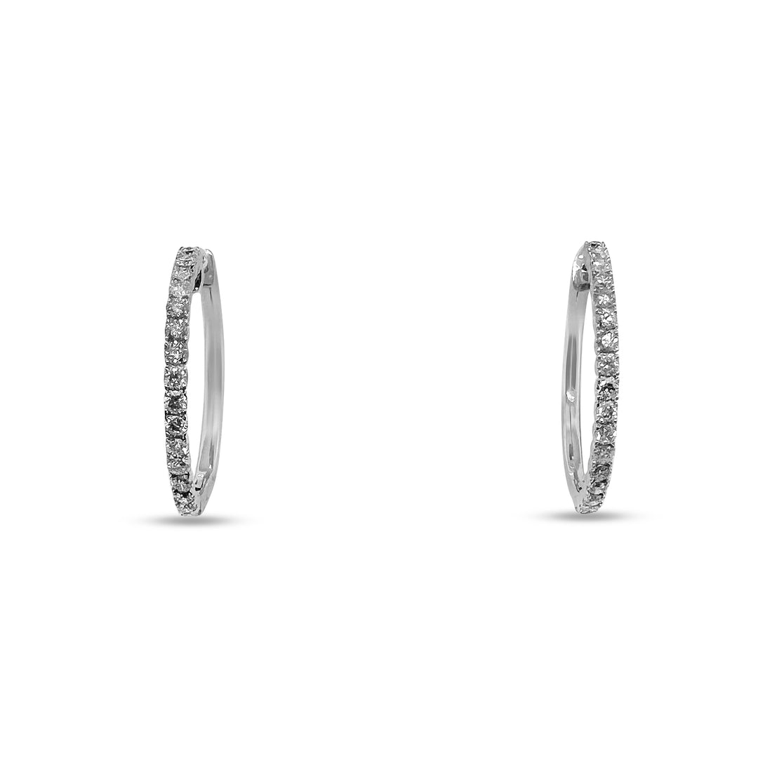 1ctw Natural Diamond Hoop Earrings in 10k White Gold