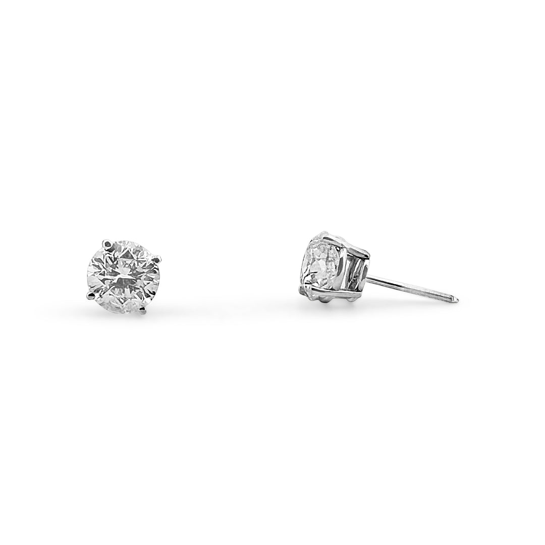 1.80ctw Round Brilliant Natural Diamond Stud Earrings in 14k White Gold