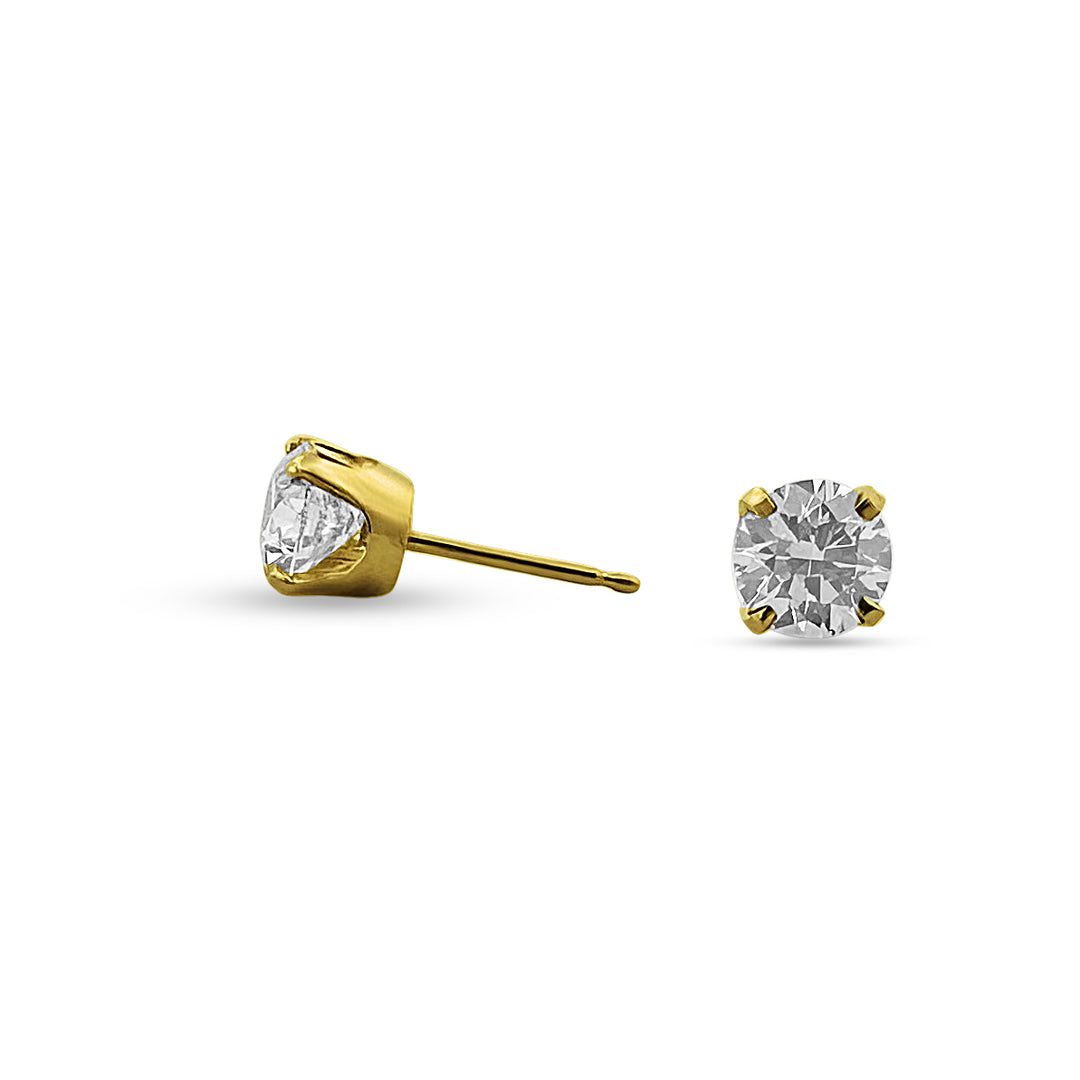 0.87ctw Round Brilliant Natural Diamond Stud Earrings in 14k Yellow Gold