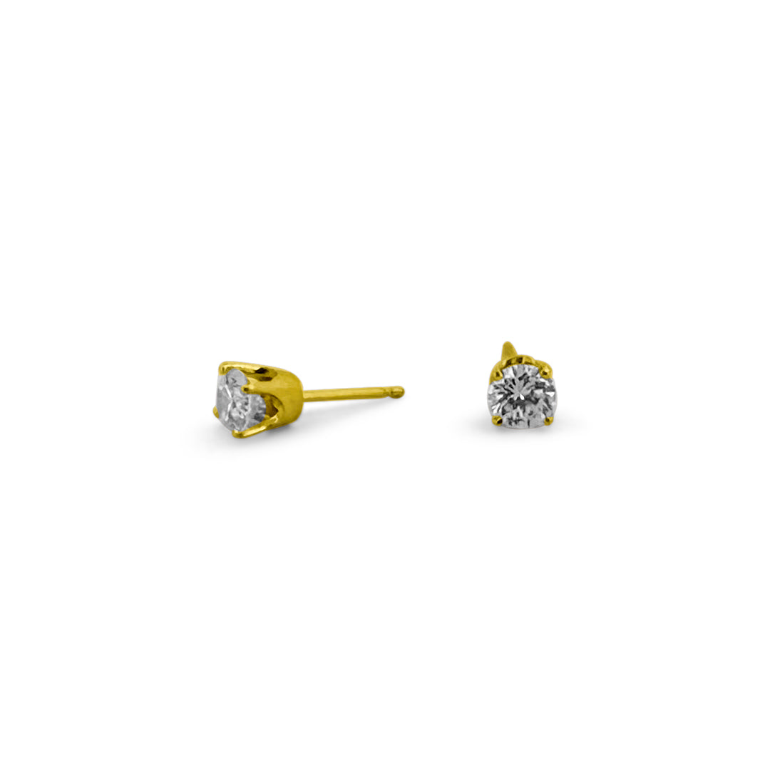 0.95ctw Round Brilliant Natural Diamond Stud Earrings in 14k Yellow Gold