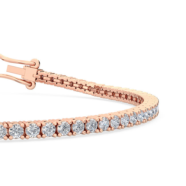 3.01ctw Round Brilliant Cut Lab-Grown Diamond Tennis Bracelet in 14k Rose Gold