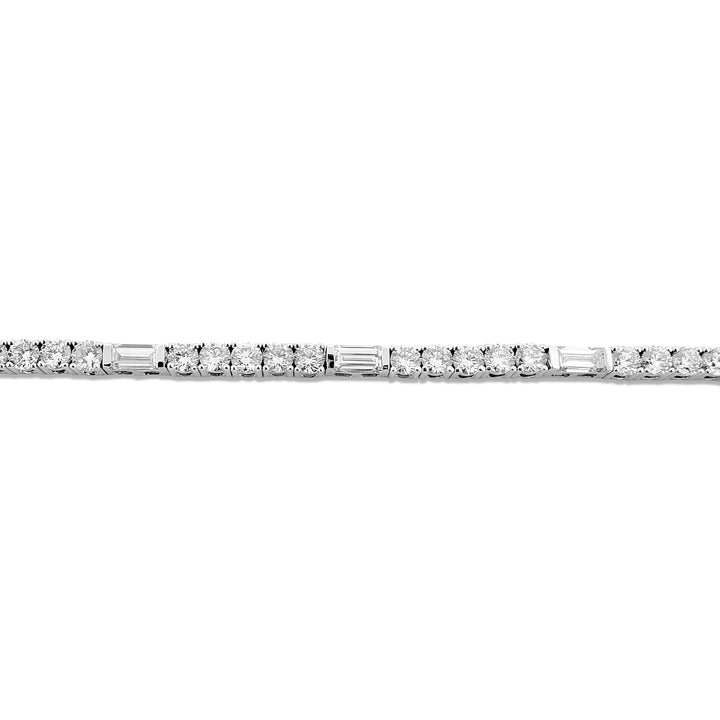 6.22ctw Round Brilliant and Emerald Cut Lab-Grown Diamond Tennis Bracelet in 14k White Gold