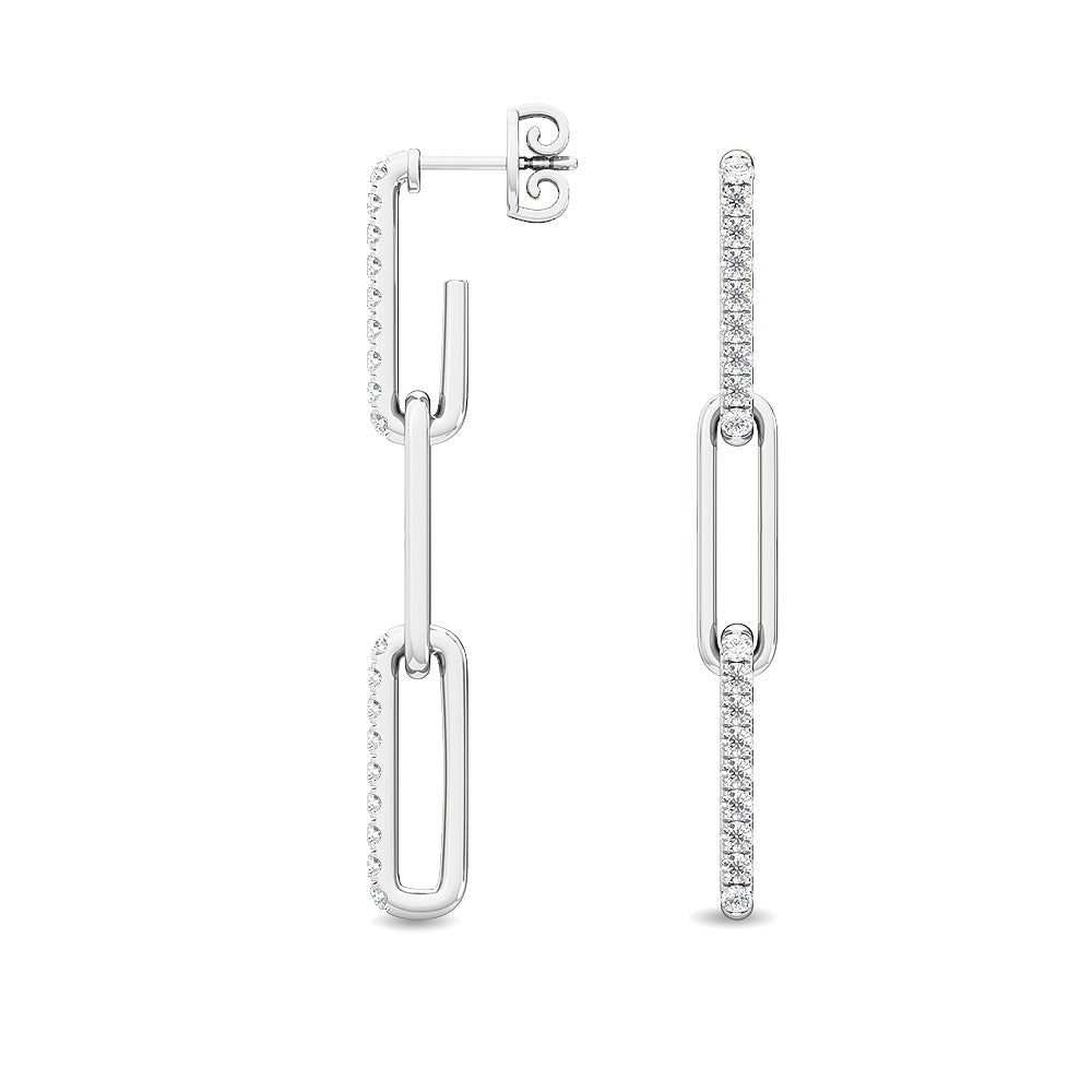 0.32ctw Lab-Grown Diamond Loop Dangle Earrings in 14kt White Gold