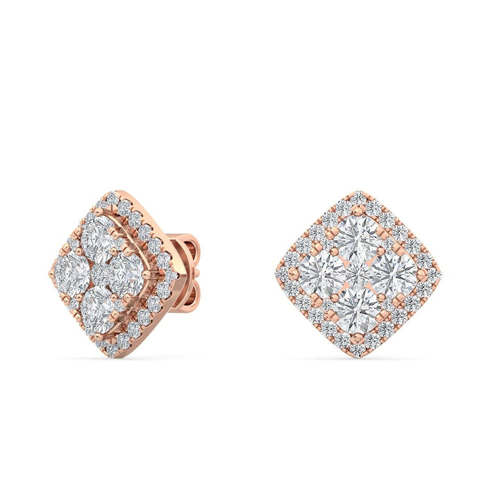 1.07ctw Round Brilliant Cluster Lab-Grown Diamond Stud Earrings in 14k Red Gold