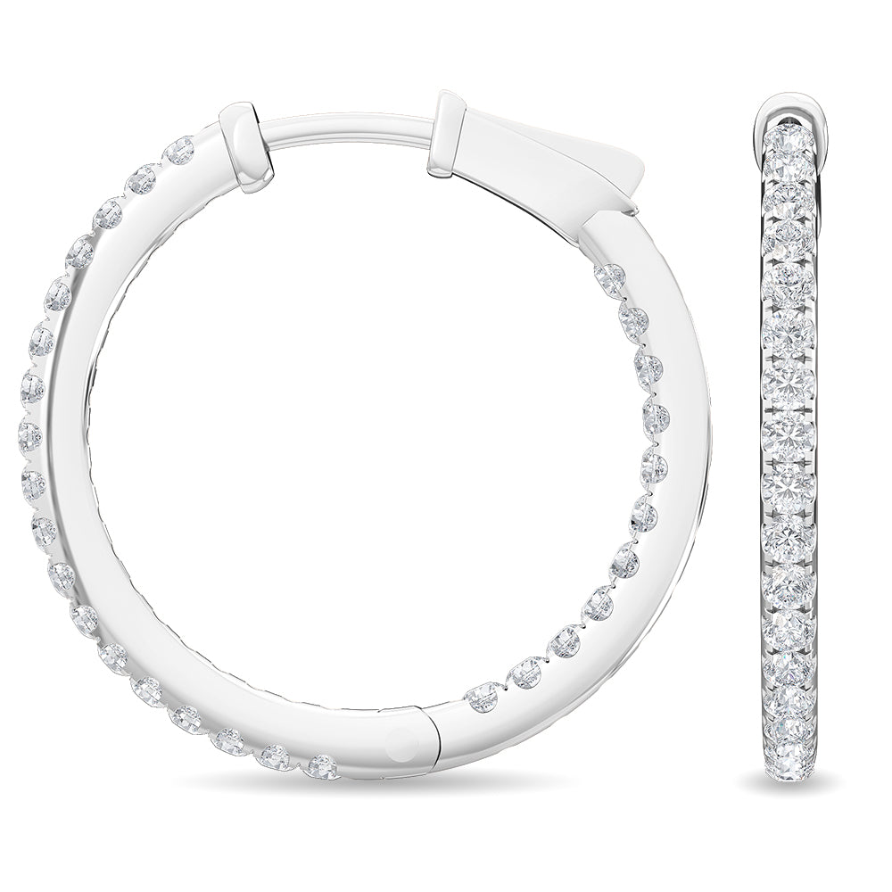 1.04ctw Lab-Grown Diamond Inside-Out Hoop Earrings in 14kt White Gold